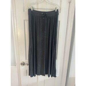 Athleta Gray Maxi Skirt XL Soft Stretch Knit Lounge Drawstring Slit Cozy Thrones